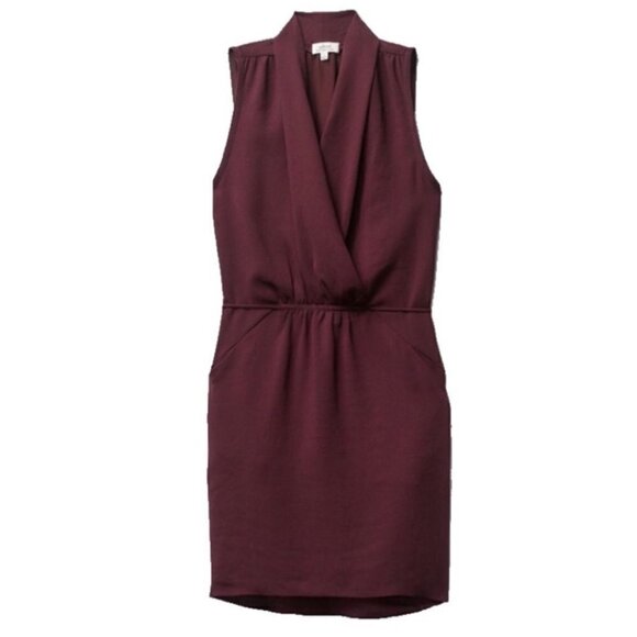 Aritzia WILFRED Burgundy Red Draped Neckline Sabine Mini Dress Size XXS - Picture 16 of 16